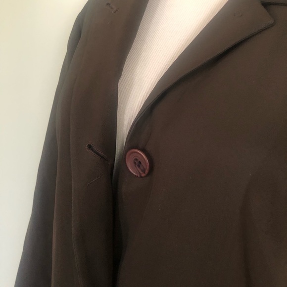 Womyn Brown Polyester Blend Lined Overcoat Sz: 6 - Picture 3 of 5